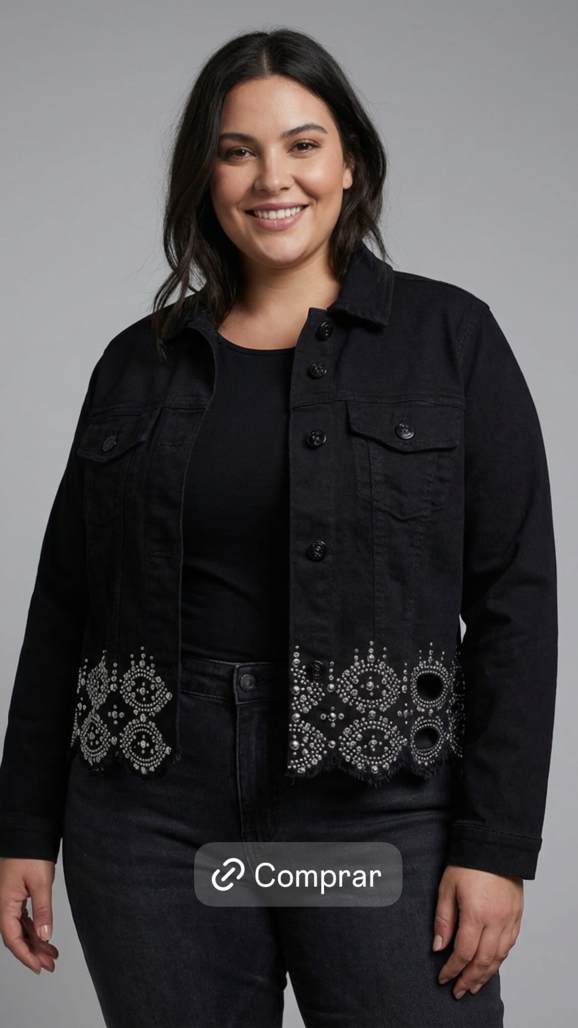 Campera negra sparkle studio